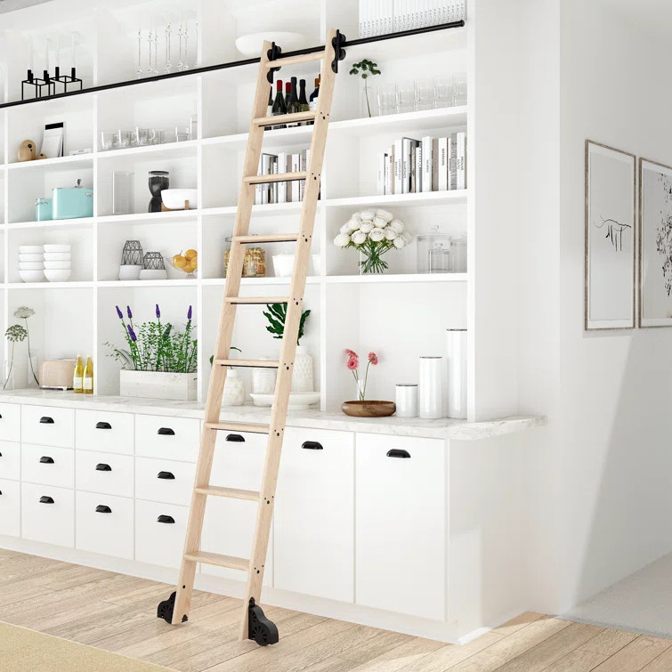 Maple 9' Wood Rolling Ladder | Wayfair North America
