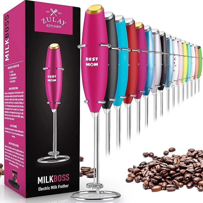 Zulay Original Milk Frother Handheld Foam Maker for Lattes - Whisk Drink Mixer for Bulletproof Co... | Amazon (US)