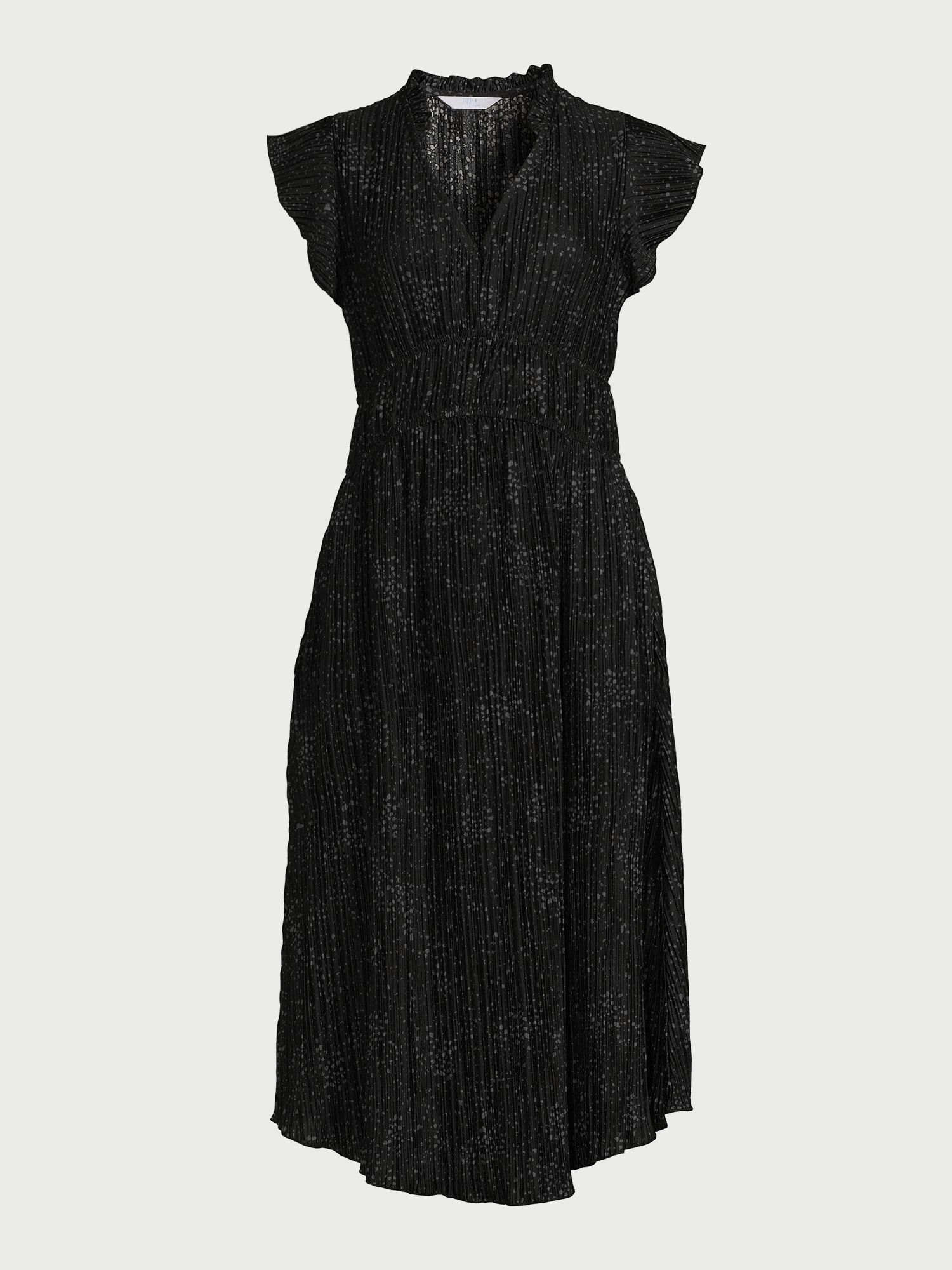 Time and Tru Women's Plisse Midi Dress with Flutter Sleeves, Sizes XS–XXXL - Walmart.com | Walmart (US)