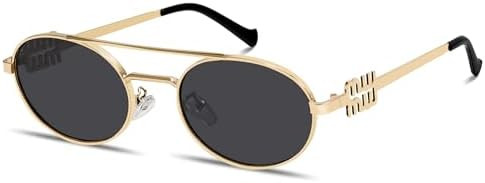 Retro Oval 90s Metal Sunglasses for Women, 2025 Trendy Chic Narrow Gold Sun Glasses Fashion Sunni... | Amazon (US)