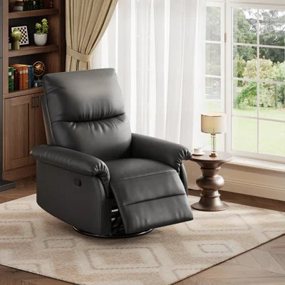 Oversized Swivel Rocker Recliner Chair for Living Room, Modern PU Leather with Deep Seat & Padded Armrests, 360? Glider Single Sofa, Manual Reclining | Wayfair North America