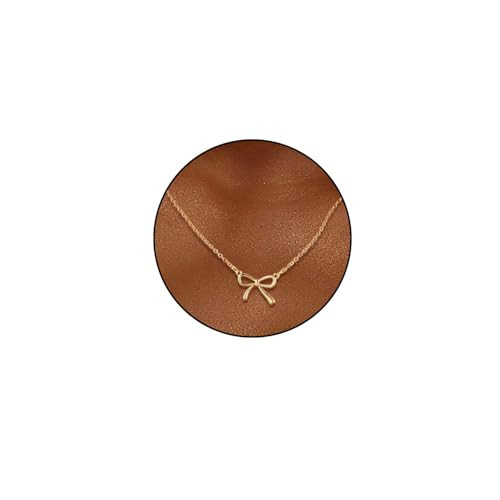 NORLSO Bow Necklace for Women Rhinestone Bow Ribbon Pendant Necklace Gold Silver Bow Chain Necklace for Women Jewelry (Gold small bow) | Amazon (US)