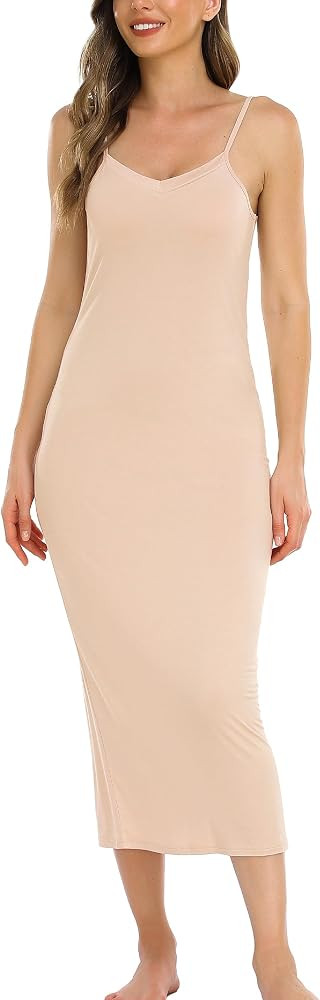 Vlazom Damen Unterkleid mit Tr\u00e4gern Sexy Unterr\u00f6cke lang Negligee Full Slip Sommerkleid... | Amazon (DE)