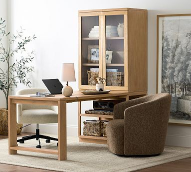 Pacific Peninsula Desk with Glass Cabinet (34" x 78") | Pottery Barn (US)