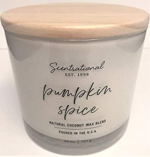 Natural Coconut Wax Blend Scented Candle Pumpkin Spice (in Cursive) XL White Jar with Wooden Lid, 26 | Amazon (US)