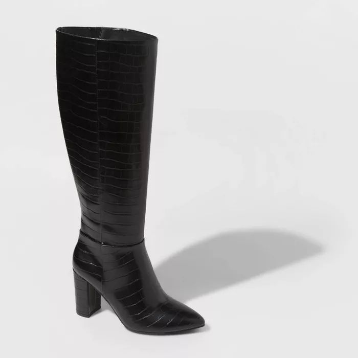 Women's Birgitte Animal Print Heeled Tall Fashion Boots - A New Day™ | Target