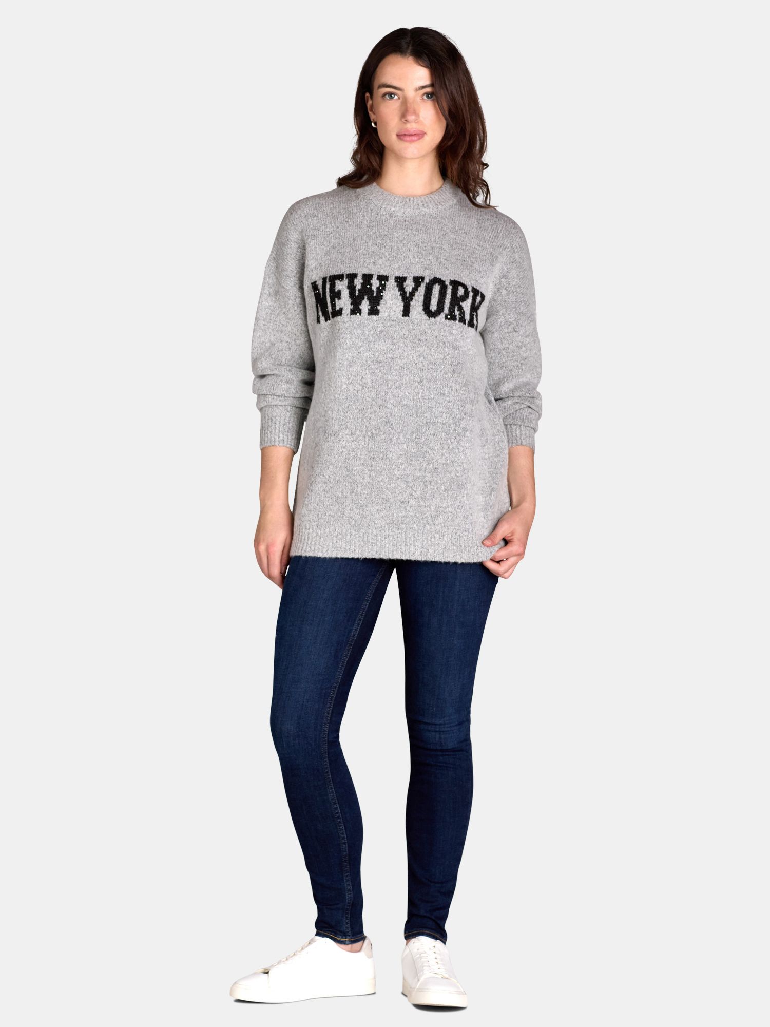 Madden NYC Oversized Graphic Sweater, Women's and Women's Plus, Sizes XXS-4X - Walmart.com | Walmart (US)