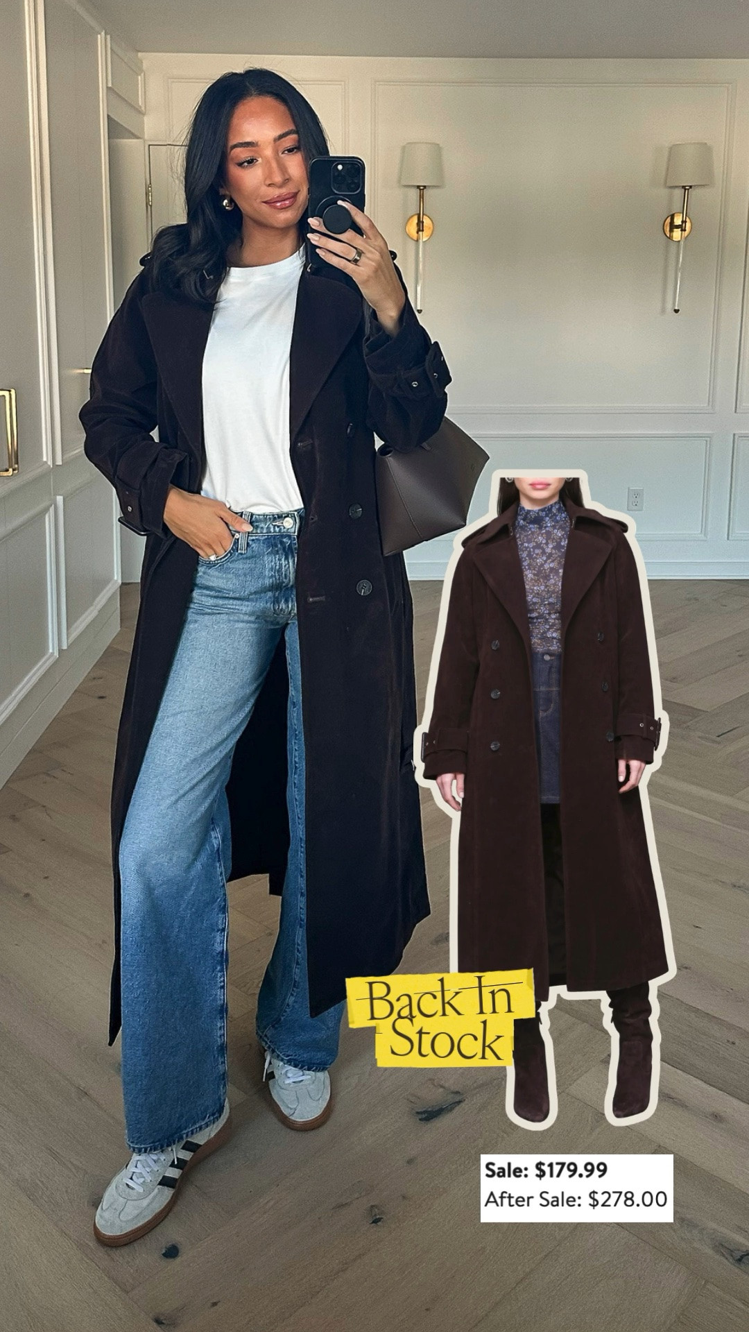35% OFF!! This suede trench coat is the perfect shade of chocolate brown and the best layer for fall. It was one of my favorites from the Nordstrom Anniversary Sale last year and it is restocked!! It's under $200 and also comes in a deep maroon color. Wearing size S white tee, size small suede trench coat and size 26 jeans 

nordstrom sale, nsale, fall outfit, fall fashion, winter outfit, winter fashion, suede coat, fall coat, winter coat, fall capsule wardrobe, closet essentials