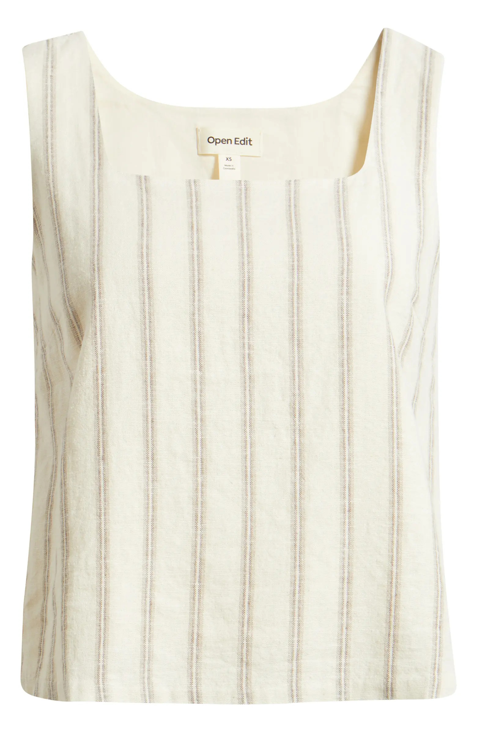Open Edit Square Neck Sleeveless Linen Blend Top | Nordstrom | Nordstrom