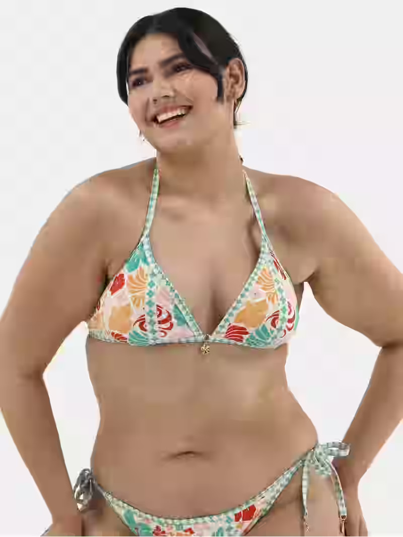 No Boundaries Surf Kitschy Binding Triangle Bikini Top, Women's | Walmart (US)