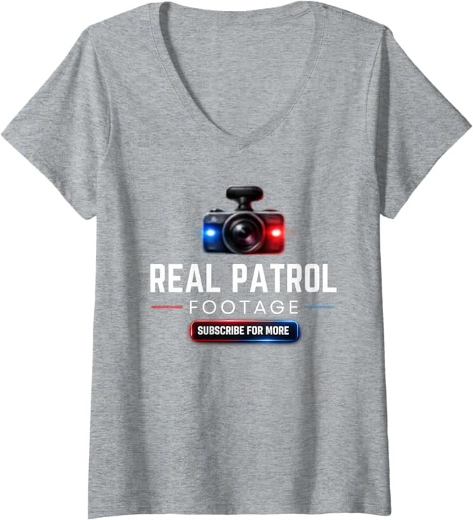 Women's Real Patrol Footage Dash Cam Graphic V-Neck T-Shirt | Amazon (US)
