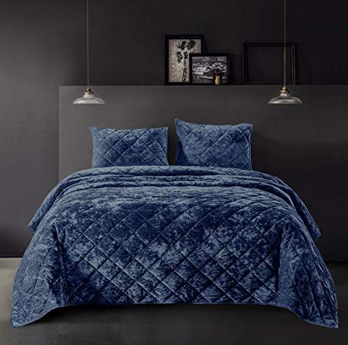 Shalala Lightweight Bedding Comforter Set Velvet Quilt Set Luxury Coverlet for All Season Diamond... | Amazon (US)