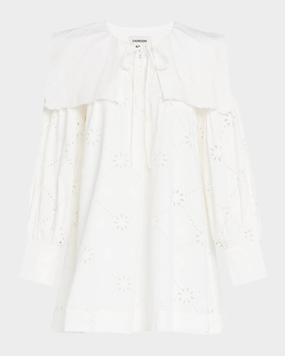 Damson Madder Cassidy Embroidered Long-Sleeve Mini Dress | Neiman Marcus