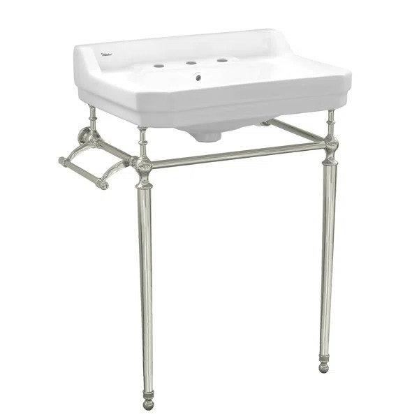 WHV024-L33-3H-B Victoriahaus 23.5" x 20" Rectangular Console Sink with Faucet Drill, Towel Bar, B... | Wayfair North America