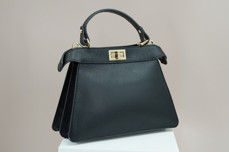 Leather Italian Shoulder Bag in Gift Box, Medium Sturdy Leather Bag, Fashionable Women Bag With L... | Etsy (US)