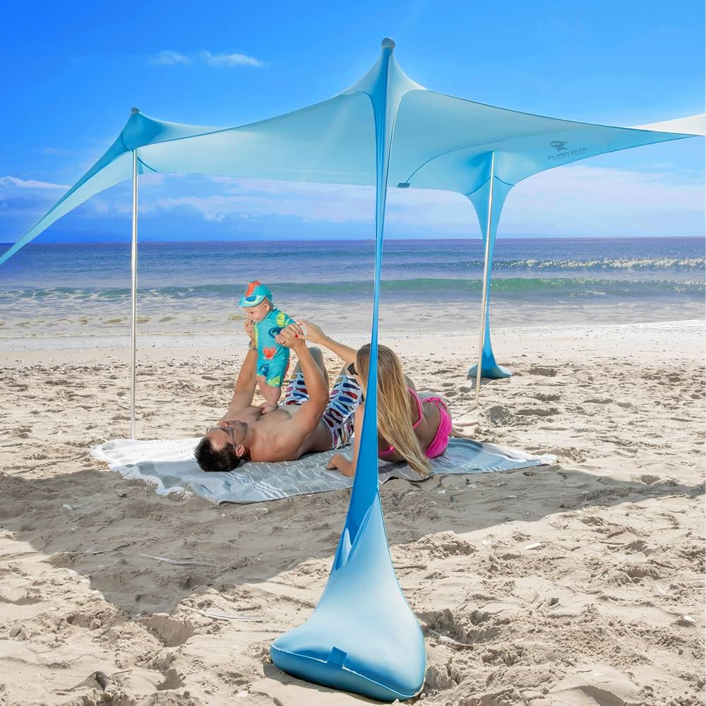SUN NINJA Beach Tent Sun Shelter UPF50+ - Easy Pop Up Beach Canopy - Outdoor Shade for Camping Tr... | Amazon (US)