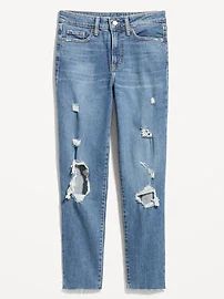 High-Waisted OG Straight Ripped Ankle Jeans for Women | Old Navy (US)