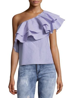 Saks Fifth Avenue BLACK - One-Shoulder Layered Popover Top | Saks Fifth Avenue OFF 5TH (Pmt risk)