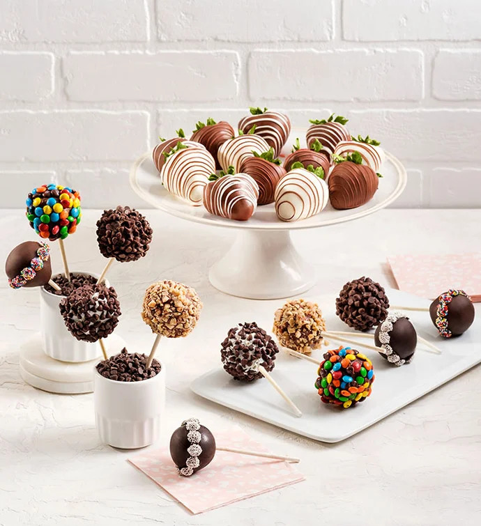Candy Covered Cake Pops™ with Drizzled Berries | Shari's Berries