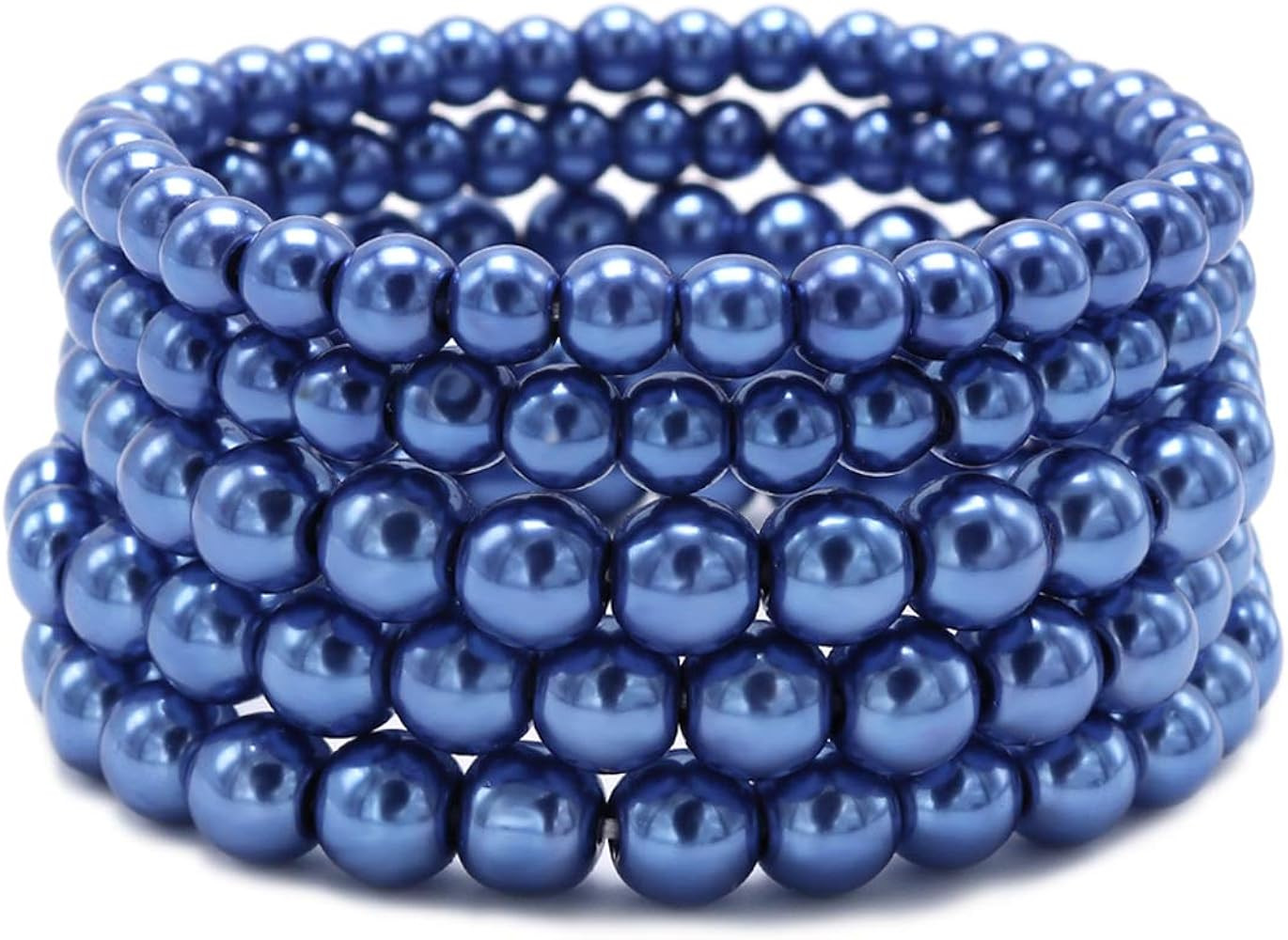 5 Pcs Faux Pearl Bracelet Set for Women Beaded Stretch Strand Bracelets for Bridesmaid,Bridal,Par... | Amazon (US)