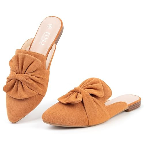 MUSSHOE All-Season Women's Mules：Pointed Toe Backless Loafers：Comfortable Slip-on Dressy Casual Office Business Flat Shoes for Professional​ Woman Aged 25-45, Tan Suede 9.5 | Amazon (US)