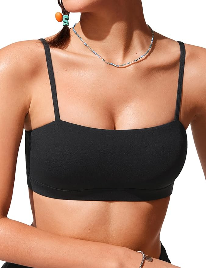 CRZ YOGA Womens Bikini Top A-C Cup Adjustable Thin Straps Bathing Suit Square Neck Padded Swimsui... | Amazon (US)