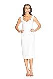 Dress the Population Women's ELLE Sweetheart Sleeveless Bodycon MIDI Dress, Off White, Large | Amazon (US)