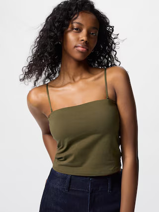 Women's AIRism Cotton Cropped Tube Bra Top Olive Medium UNIQLO US | UNIQLO (US)