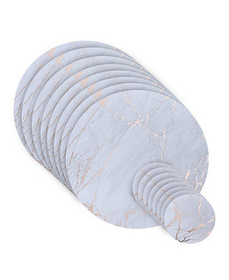 Dainty HomeMarble Cork Table Set With 8 Foil Printed Marble Granite Designed Thick Cork Textured ... | Macy's