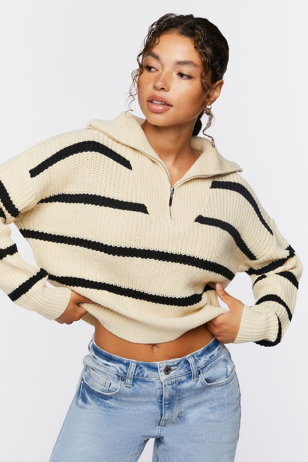Striped Half-Zip Sweater | Forever 21 | Forever 21 (US)