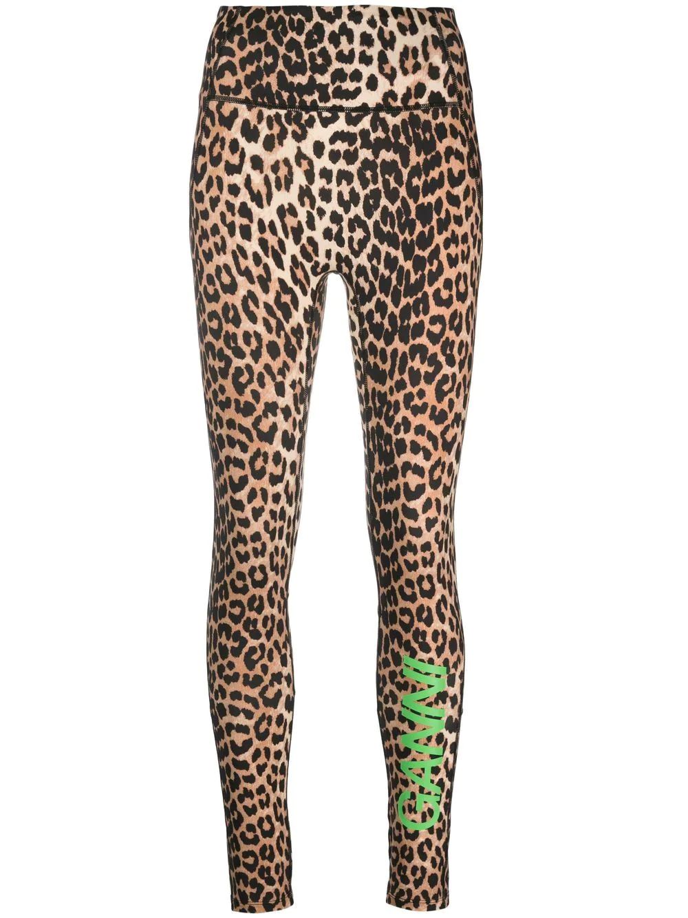 GANNI leopard-print high-waisted Leggings - Farfetch | Farfetch Global