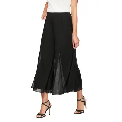 Alex Evenings Crop Wide Leg Pants in Black at Nordstrom, Size Medium | Nordstrom