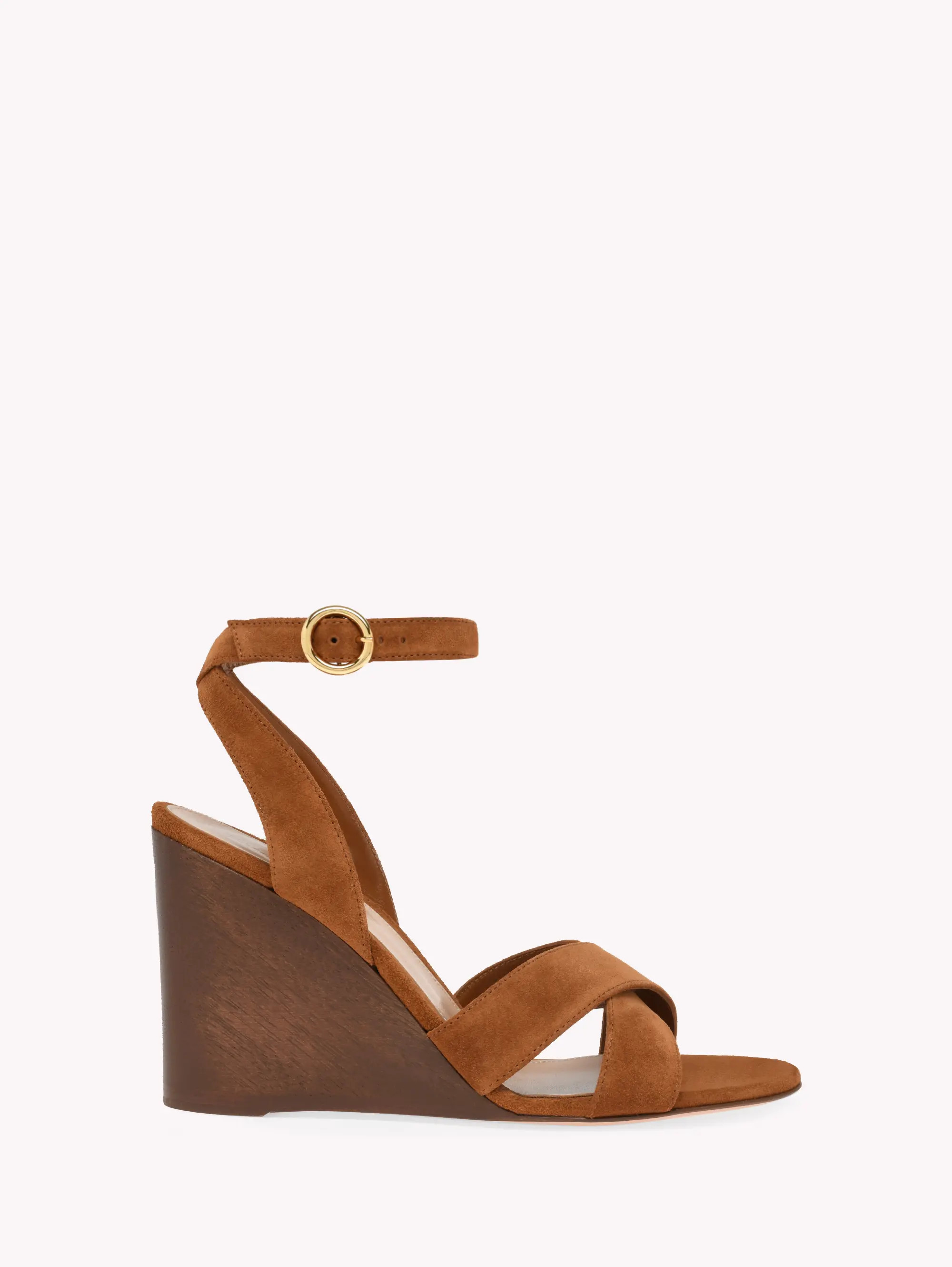Gianvito Rossi Ines Wedge Sandal in Brown Suede at Nordstrom, Size 38.5 | Nordstrom