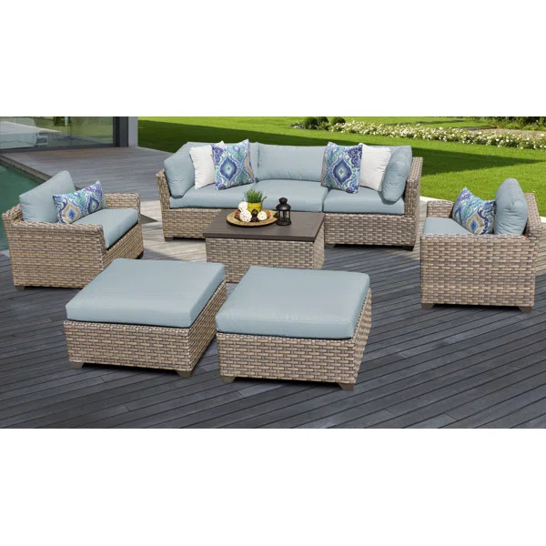 Rochford 8 Piece Rattan Sectional Seating Group with Cushions | Wayfair North America