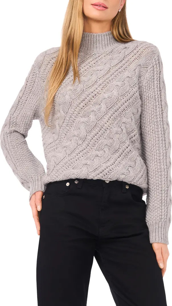 Diagonal Cable Mock Neck Sweater | Nordstrom