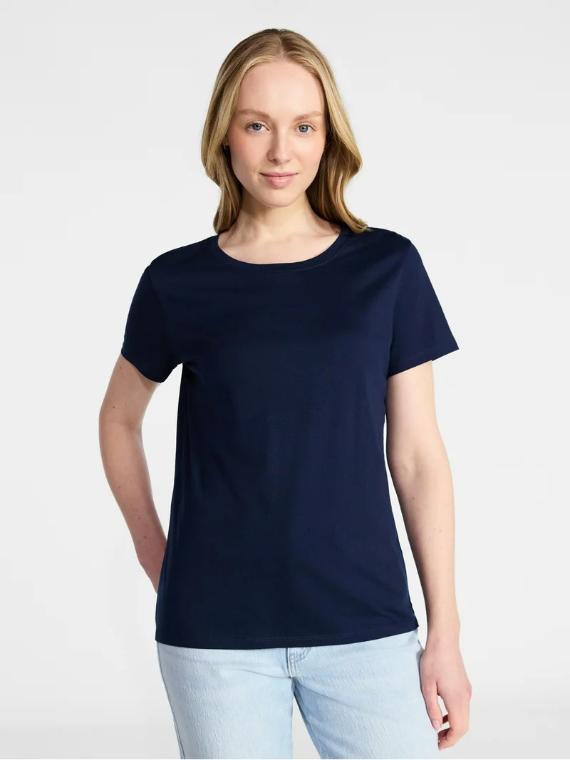 Time and Tru Women's Short Sleeve Crew Tee, Sizes 1X-4X | Walmart (US)