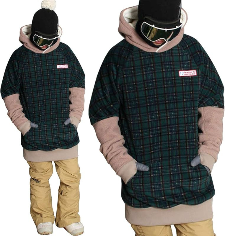 Shootingstar Men's Snowboard Ski Tall Hoodie Retro check green - X_Large | Amazon (US)