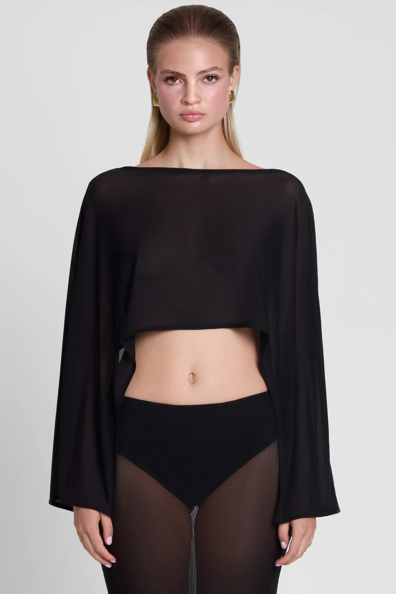 Imogen Sheer Mesh Cape - Black | LEAU (US)