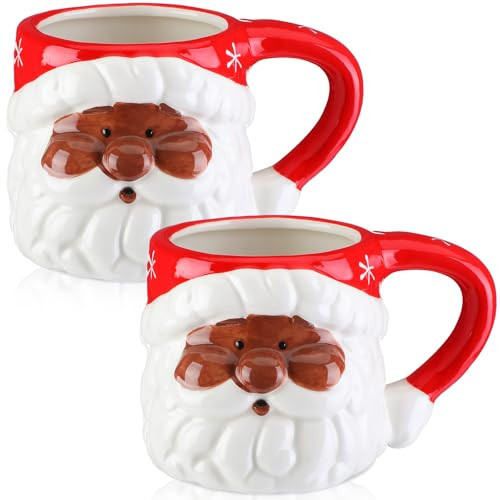 Sliner 2 Pcs African Santa Mug Christmas Black Santa Ceramic Mug Vintage African Santa Heads Coffee Mug Christmas Themed Design Cup Set for Coffee Tea Hot Chocolate Presents 4.7" x 3.5" x 3" | Amazon (US)
