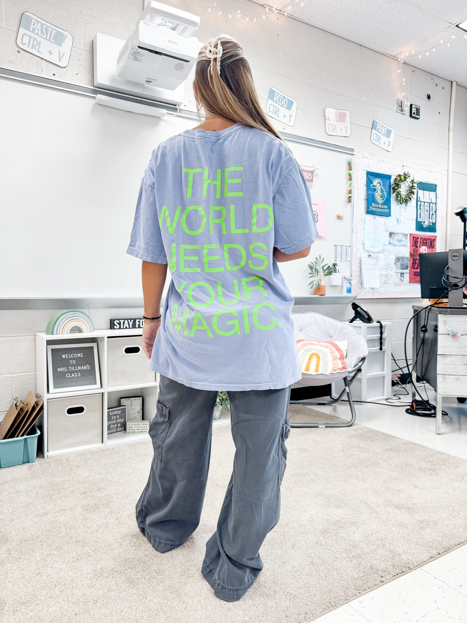 Dressed in lala oversized tee shirt. Tshirt. Work. Teach. Teacher. O’neill brexton cargo pants. Adidas sambas blue sneakers. Ootd  

#LTKWorkwear #LTKStyleTip #LTKShoeCrush