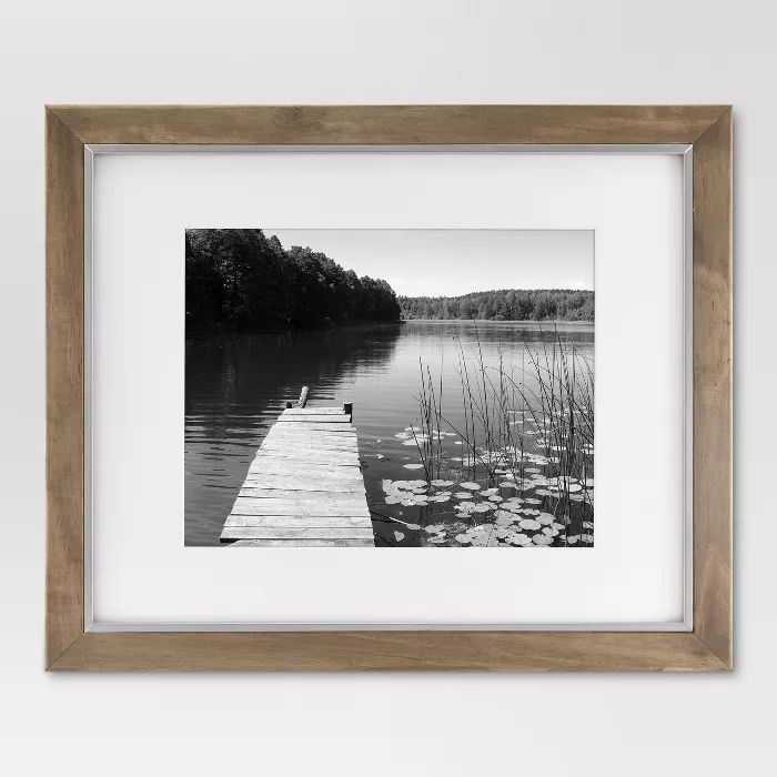 16 x 20" Matted to 11" x 14" Wood and Metal Edge Frame Brown - Threshold™ | Target