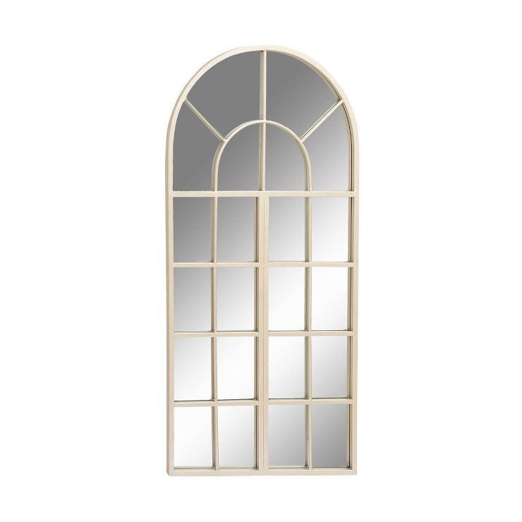 Metal Window Pane Inspired Wall Mirror with Arched Top White - Olivia & May | Target