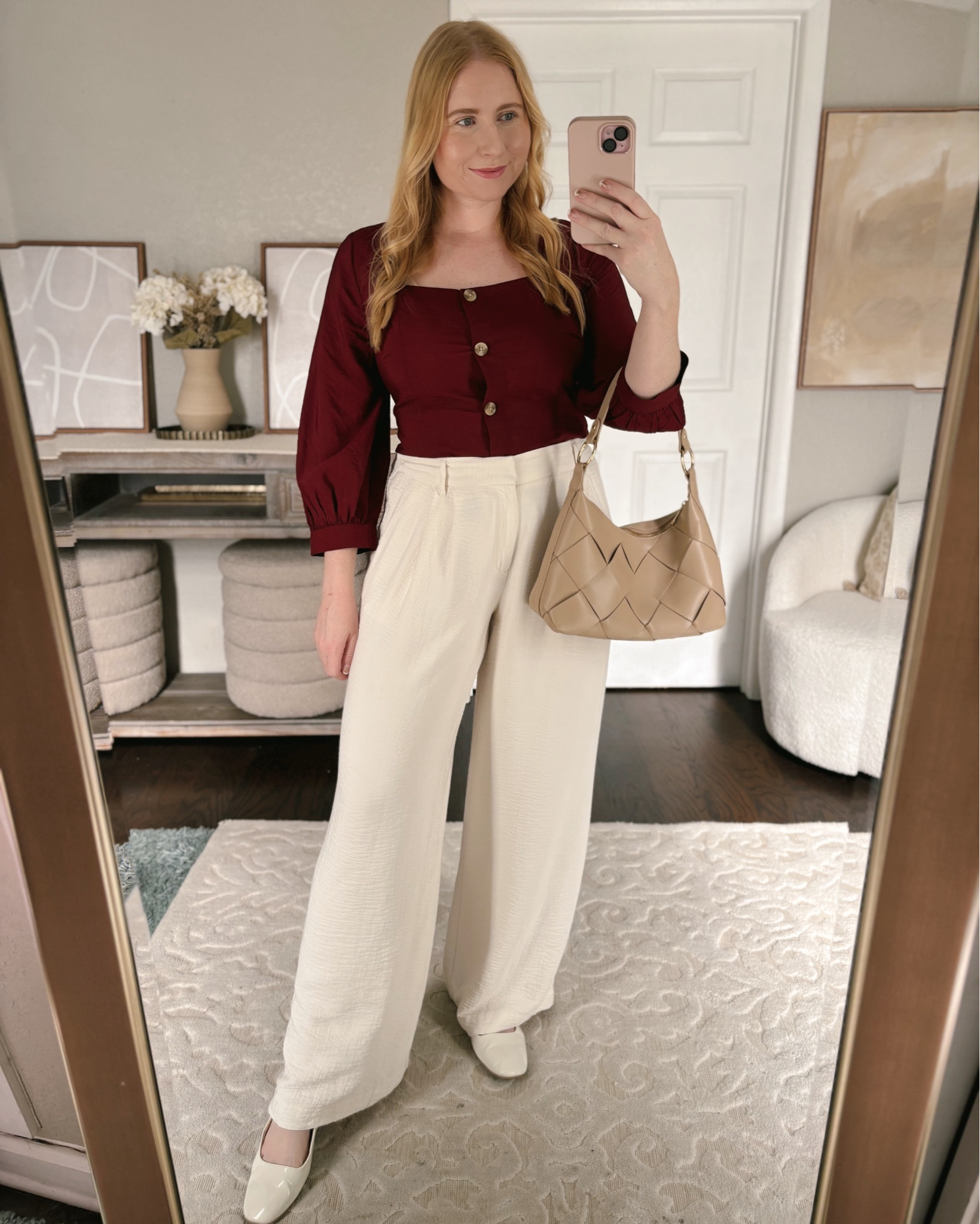 Women's Balloon 3/4 Sleeve Square Neck Blouse - A New Day™ (size: medium), white trousers, neutral trousers, work outfit ideas, office outfit, work wear , target work wear for spring 2025

#LTKWorkwear #LTKFindsUnder50 #LTKMidsize