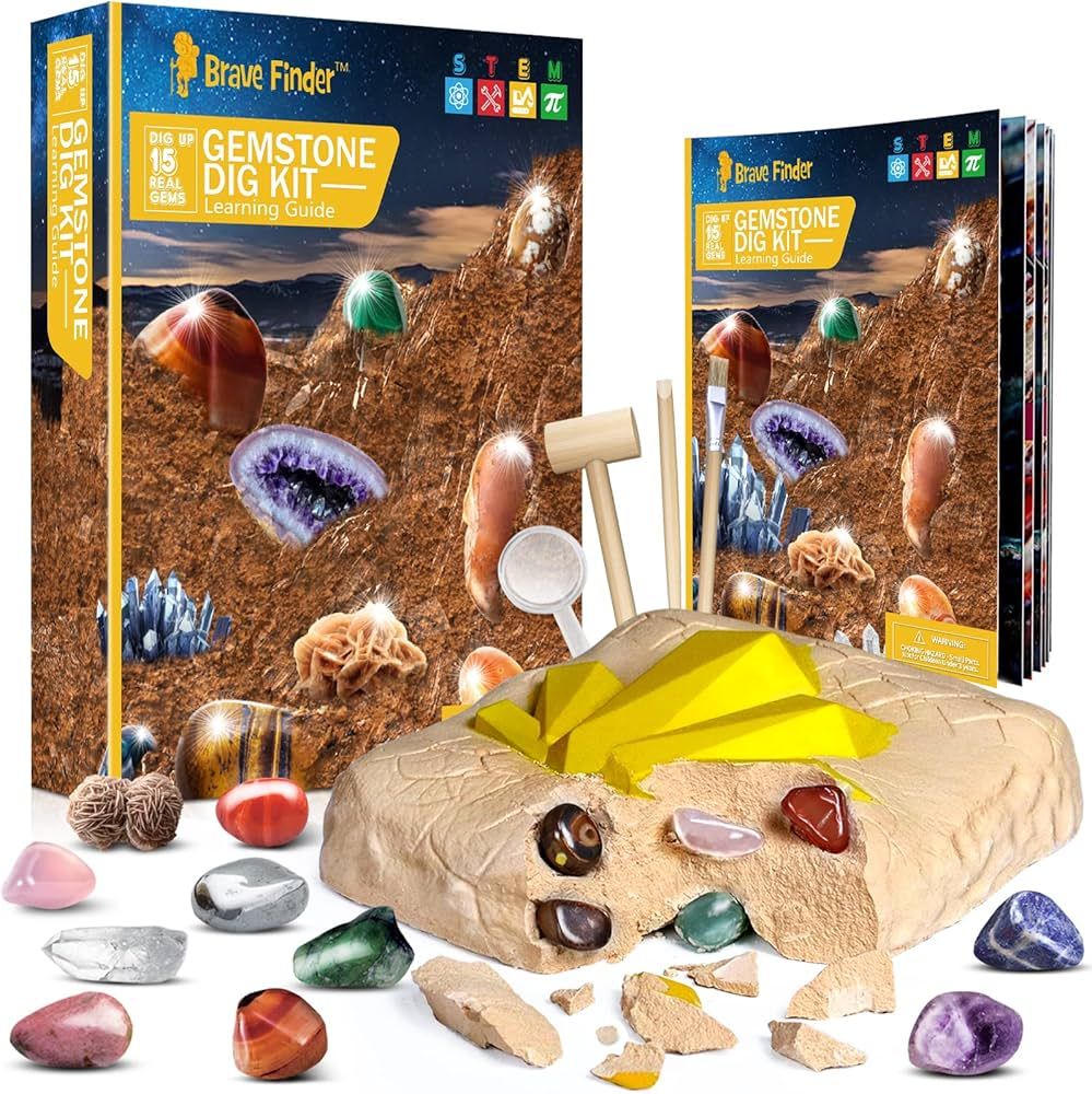 CAPKIT Gemstone Gem Dig Kit, Educational Toys Science Kit- Dig Up 15 Unique Gemstone, Rocks, Mini... | Amazon (US)