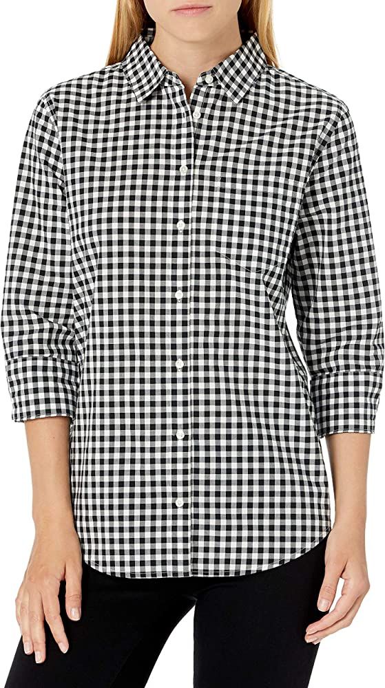 Amazon Essentials Women's Classic-Fit 3/4 Sleeve Poplin Shirt | Amazon (US)