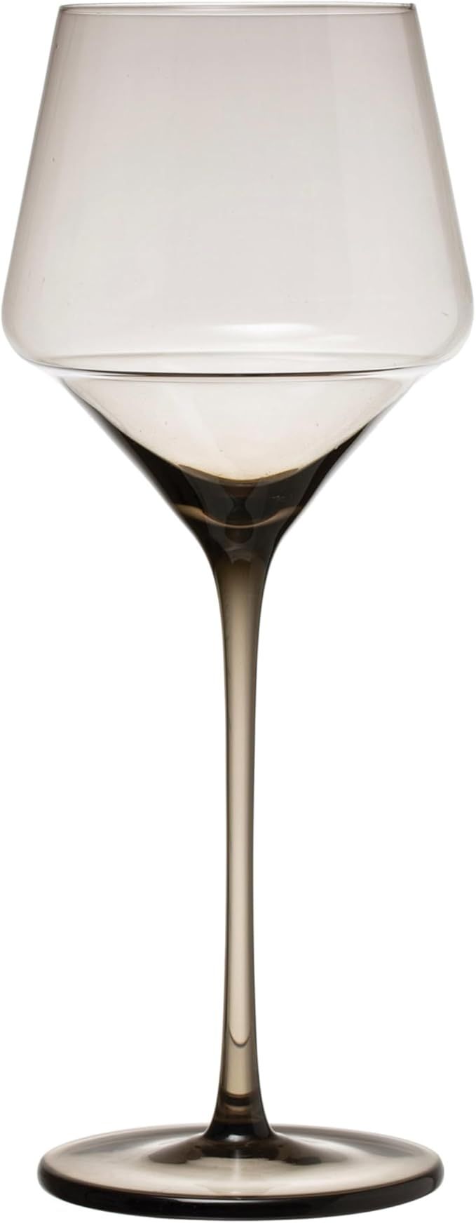 Bloomingville Long Stem Wine Glass Set with Smokey Grey Clear Glass Finish, Set of 6, AH1946SET | Amazon (US)