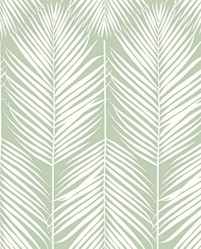 NextWall Palm Silhouette Coastal Peel and Stick Wallpaper (Pastel Green) | Amazon (US)