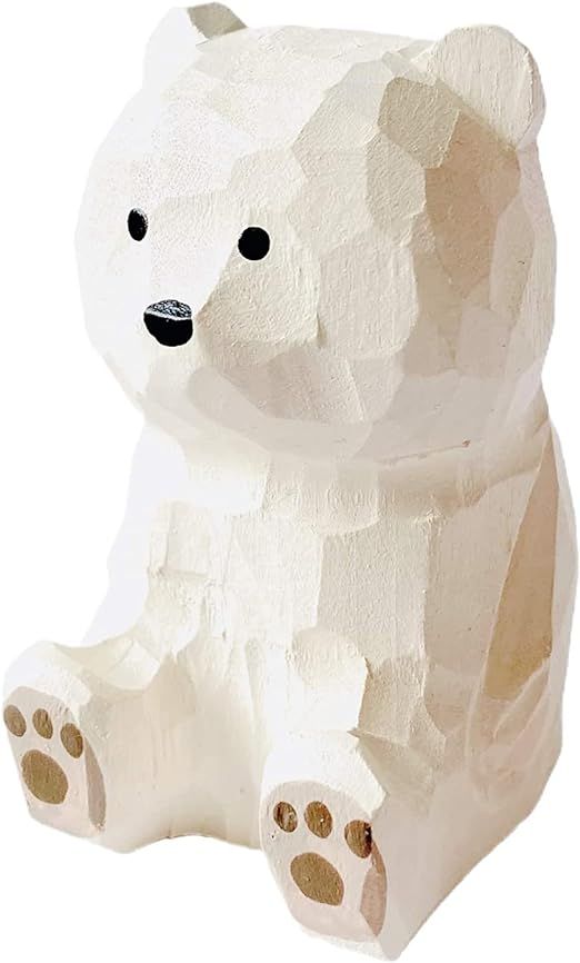 TToneone Wooden Bear Figurines,Wood Crafts Carved Wooden Bears,Bear Figurines Home Decor,Polar Be... | Amazon (US)