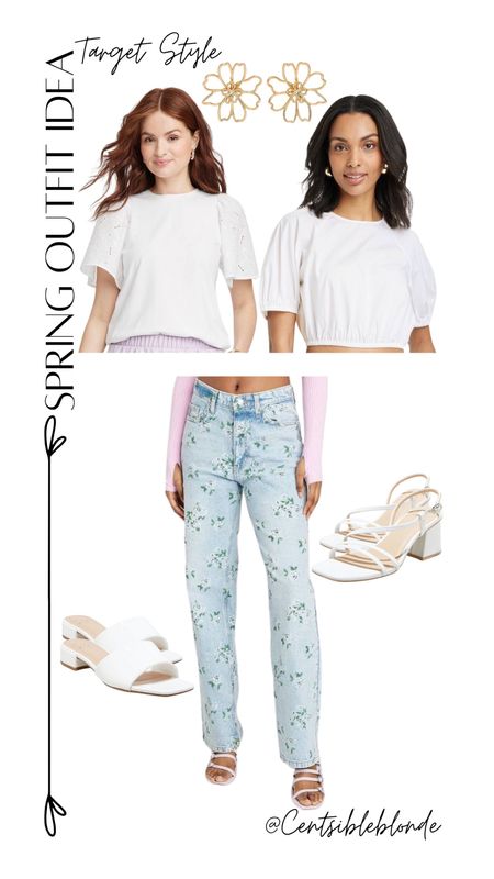Spring outfit idea
Target outfit
Floral jeans
Flower jeans
White heels
White sandals
White tops
Spring jeans 
Brunch outfit

#LTKworkwear #LTKshoecrush #LTKfindsunder50