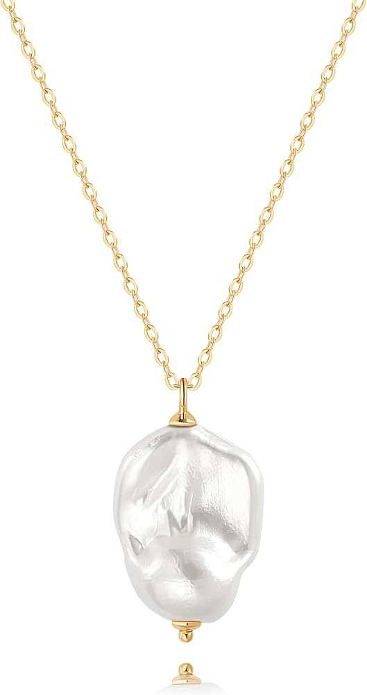 PEARLADA 18k Gold Plated Chain Long Necklace, Boho Sweater Necklace for Women, Geometric Pendant ... | Amazon (US)